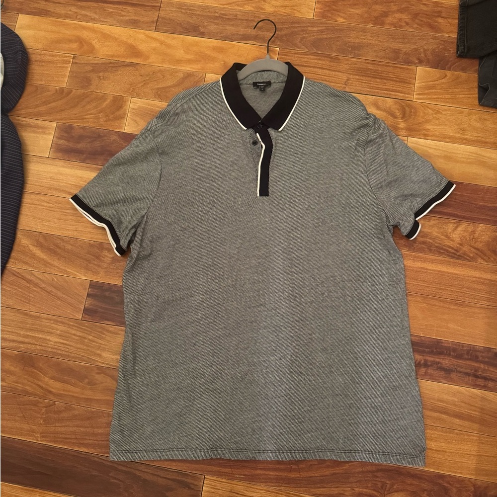 Express Gray Polo Shirt with Black Collar